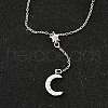 925 Sterling Silver Star Moon Y Necklaces NJEW-R025-02P-2