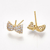 Brass Cubic Zirconia Stud Earring Findings KK-S350-382-2
