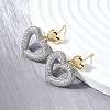Heart Brass Dangle Stud Earrings EJEW-V011-05PG-2