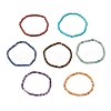 7Pcs Natural Red Aventurine/ Red Jasper/ Green Aventurine/ Tiger Eye/ Turquoise/ Lapis Lazuli/ Lepidolite Beads Stretch Bracelets for Women BJEW-JB11670-2
