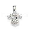 925 Sterling Silver Pave Clear Cubic Zirconia Crown Flower Pendant Bails STER-P068-03P-1