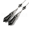 Natural Obsidian Cone Dowsing Pendulum Big Pointed Pendants AJEW-Z041-01C-AS-1