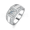 Rhodium Plated 925 Sterling Silver Micro Pave 6.5x3.9mm Moissanite Finger Rings WGBE16F-31-4