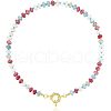 Bohemian Style Natural Aquamarine Rondelle Beaded Pendant Necklaces for Women FS-WG34FBA-03-2