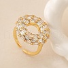 Brass Micro Pave Clear Cubic Zirconia Cuff Finger Rings for Women RJEW-M098-03G-1