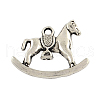 Tibetan Style Rocking Horse Alloy Pendants TIBEP-Q050-05AS-RS-1