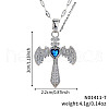 Retro Hip Hop Style Brass Full Rhinestone Heart Wing Sword Pendant Necklaces for Women IJ2885-7-1
