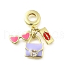 Brass Pave Clear Cubic Zirconia and Colorful Enamel European Dangle Charms KK-Q066-05G-1