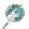 Tree of Life Alloy Natural Green Aventurine & Synthetic Moonstone Keychain KEYC-JKC00987-02-4