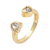 Brass Micro Pave Clear Cubic Zirconia Open Cuff Rings for Women RJEW-M026-01G-02-4