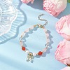 3Pcs Natural Striped Agate & Quartz Crystal & Shell Pearl Round Beads Stretch Bracelets BJEW-JB11916-4