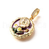 Brass Micro Pave Cubic Zirconia & Enamel Pendants KK-R222-09G-04-2