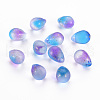 Two Tone Transparent Spray Painted Glass Charms GLAA-T016-37-F01-1