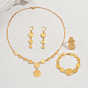 Luxurious Middle Eastern Style Brass Bracelets & Earrings & Necklaces & Rings Sets for Women's Parties HJ1470-4