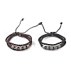 PU Leather & Waxed Cords Triple Layer Multi-strand Bracelets BJEW-G709-07-1