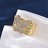 Brass Micro Pave Clear Cubic Zirconia Cuff Rings for Women RJEW-H248-08G-02-3