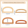 WADORN 4Pcs 2 Colors Wooden D-Shaped Bag Handles FIND-WR0008-21-2