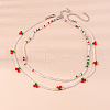 2Pcs Cherry Glass Seed Beaded with Plastic Pearl Beaded Necklace Sets for Women FS-WGE85A7-19-1
