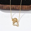 304 Stainless Steel White Enamel & Crystal Rhinestone Dog Pendant Necklaces for Women NJEW-M101-03G-3