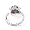 Natural Amethyst Turtle Open Cuff Ring RJEW-P082-01P-01-3
