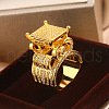 Brass Micro Pave Clear Cubic Zirconia Finger Rings FS-WG69587-13-1