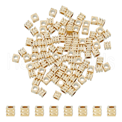 FIBLOOM 100Pcs Brass Beads KK-FI0001-03B-1