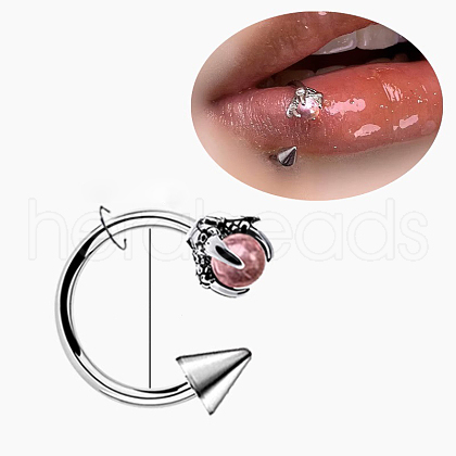 Claw Cone 304 Stainless Steel Cubic Zirconia Hoop Lip Rings FS-WG1AB27-05-1