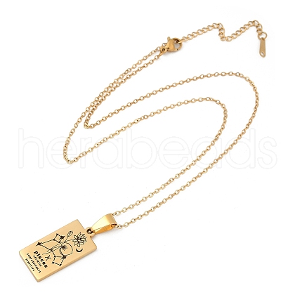 12 Constellation Stainless Steel Tarot Card Engraved Pendant Cable Chain Necklaces PW-WG94DCE-08-1
