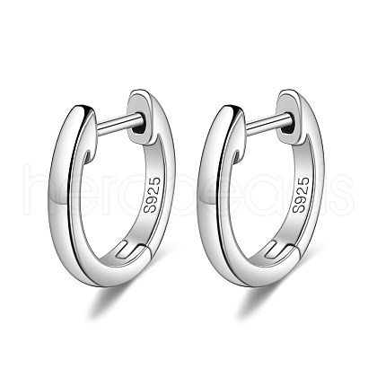 Anti-Tarnish Rhodium Plated 925 Sterling Silver Huggie Hoop Earrings EJEW-BB50163-P-1