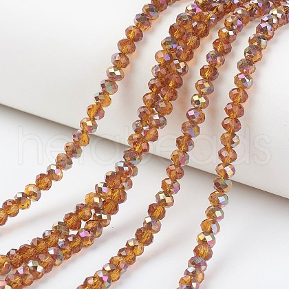 Electroplate Transparent Glass Beads Strands EGLA-A034-T8mm-R14-1