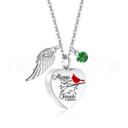 Heart with Wing Urn Ashes Pendant Necklace PW-WG4984E-05-1