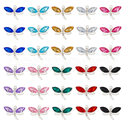 DICOSMETIC 40Pcs 10 Colors Alloy with Acrylic Rhinestone Pendants RB-DC0001-05-1