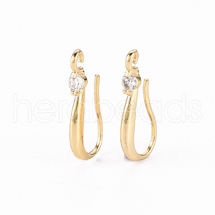 Brass Micro Pave Clear Cubic Zirconia Earring Hooks X-ZIRC-S068-005-NF-1