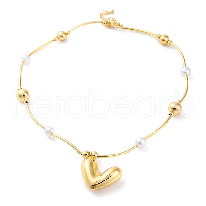 Rack Plating Brass Heart Pendant Necklaces for Women NJEW-C059-01G-02-1