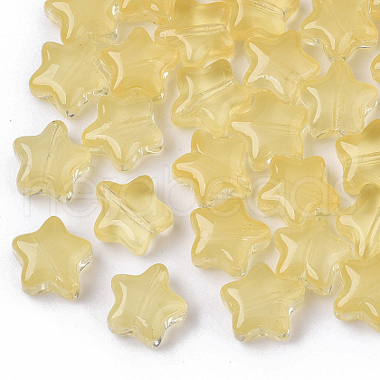 Transparent Spray Painted Glass Beads X1-GLAA-N035-01-A01-1