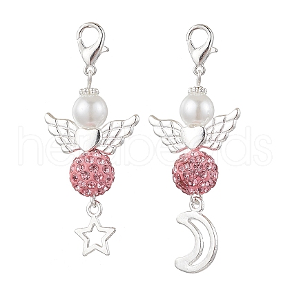 Angel Pave Disco Ball Pendant Decorations HJEW-JM03066-03-1