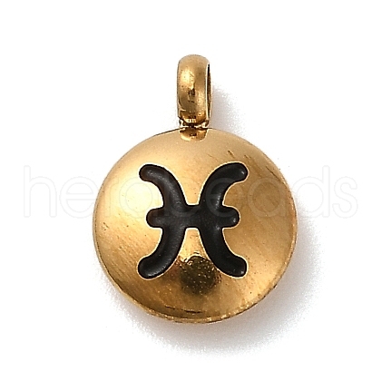304 Stainless Steel Black Enamel Charms STAS-R009-02G-08-1