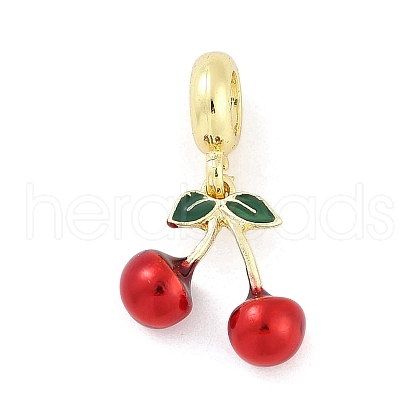 Brass Enamel Fruit European Dangle Charms KK-Z090-08G-04-1