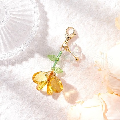 Handmade Glass Seed Beaded and Acylic Butterfly Pendant Decorations Sets HJEW-MZ00259-01-1