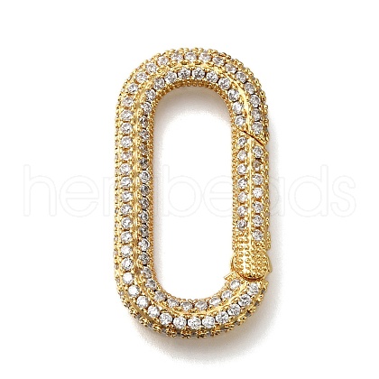 Rack Plating Brass Micro Pave Clear Cubic Zirconia Spring Ring Clasps KK-H512-04G-1