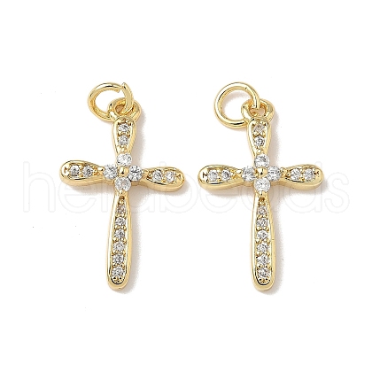 Brass Micro Pave Cubic Zirconia Pendants KK-Q068-49C-G-1