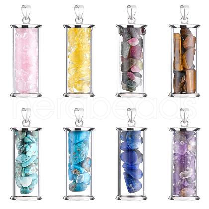   8Pcs 8 Style Alloy & Glass Wish Bottle Pendants G-PH0001-45-1