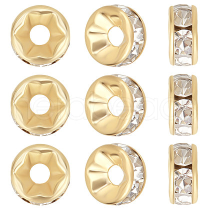 Beebeecraft 200Pcs Brass Pave Clear Cubic Zirconia Beads KK-BBC0015-87B-1