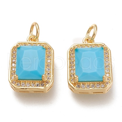 Brass Glass Charms ZIRC-F116-09D-G-1