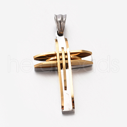 Men's Jewelry 201 Stainless Steel Cross Pendants X-STAS-F010-44G-1