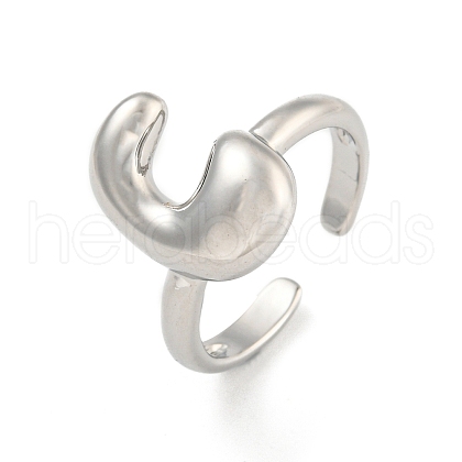 Brass Letter Open Cuff Rings for Women RJEW-G313-01C-P-1