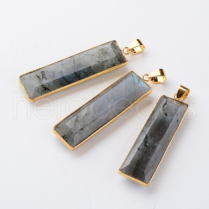 Faceted Rectangle Natural Labradorite Pendants G-M294-08-1