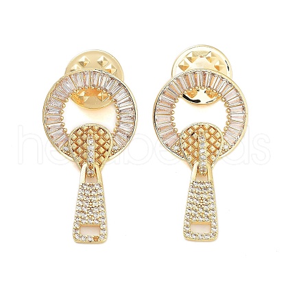 Rack Plating Brass Micro Pave Clear Cubic Zirconia Stud Earrings KK-S379-29G-1