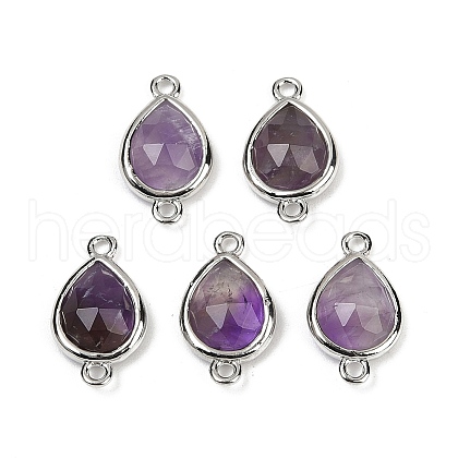 Natural Amethyst Faceted Connector Charms G-L514-048G-09-1
