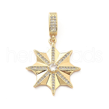 Rack Plating Brass with Cubic Zirconia Pendants KK-Q017-05C-G-1